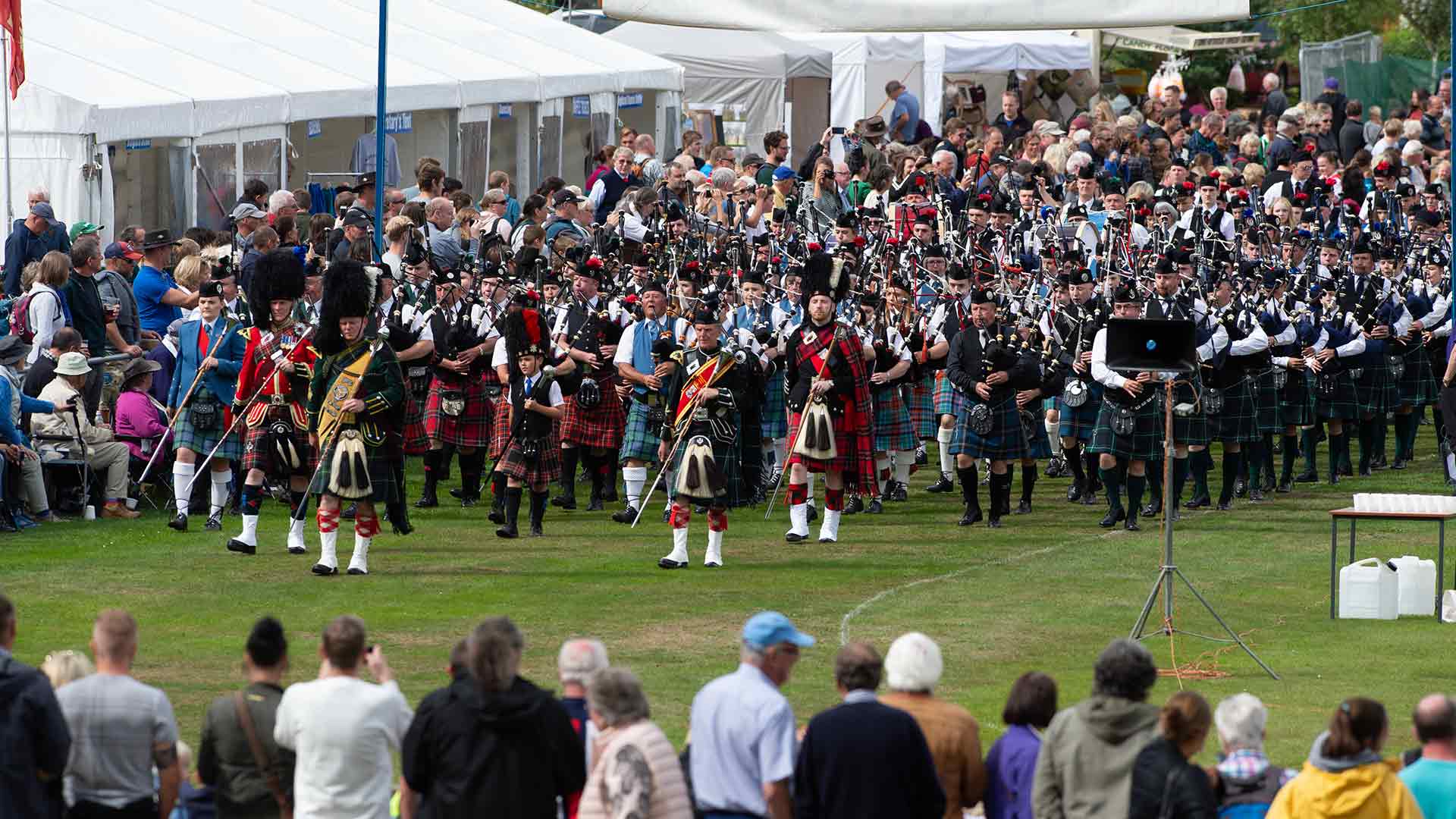 Crowds enjoying the massed bands parade